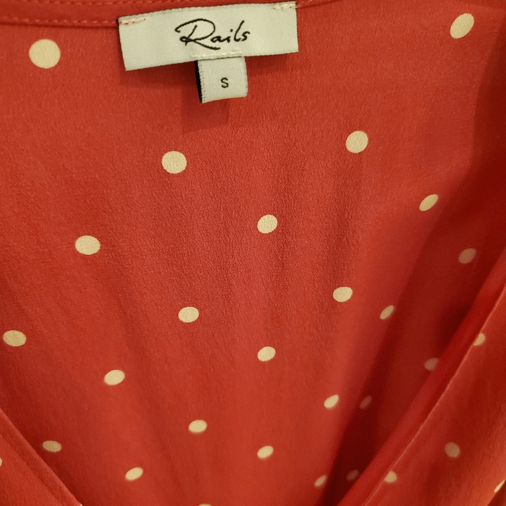 Rails Leanne Dress - Raspberry Cream Dots Silk Mi… - image 3